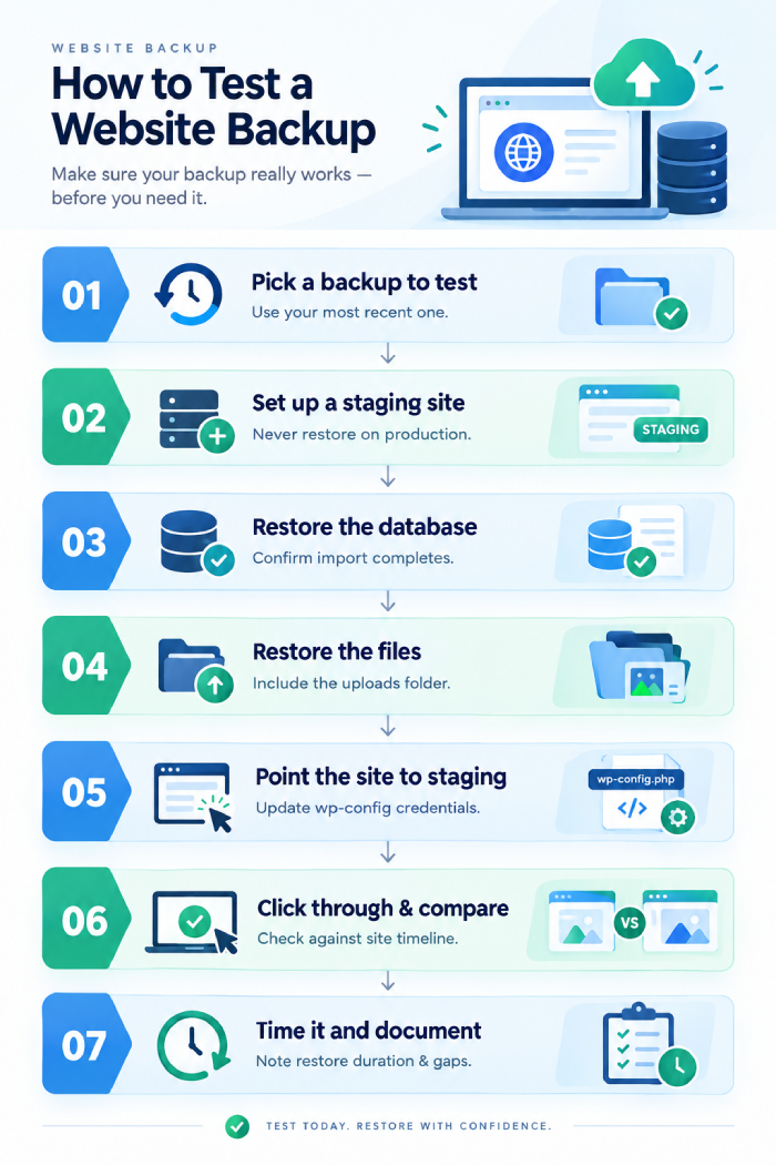 How to test a website backup with 7 restore steps