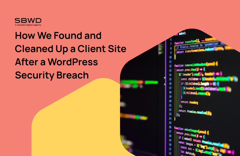 WordPress security breach code on screen